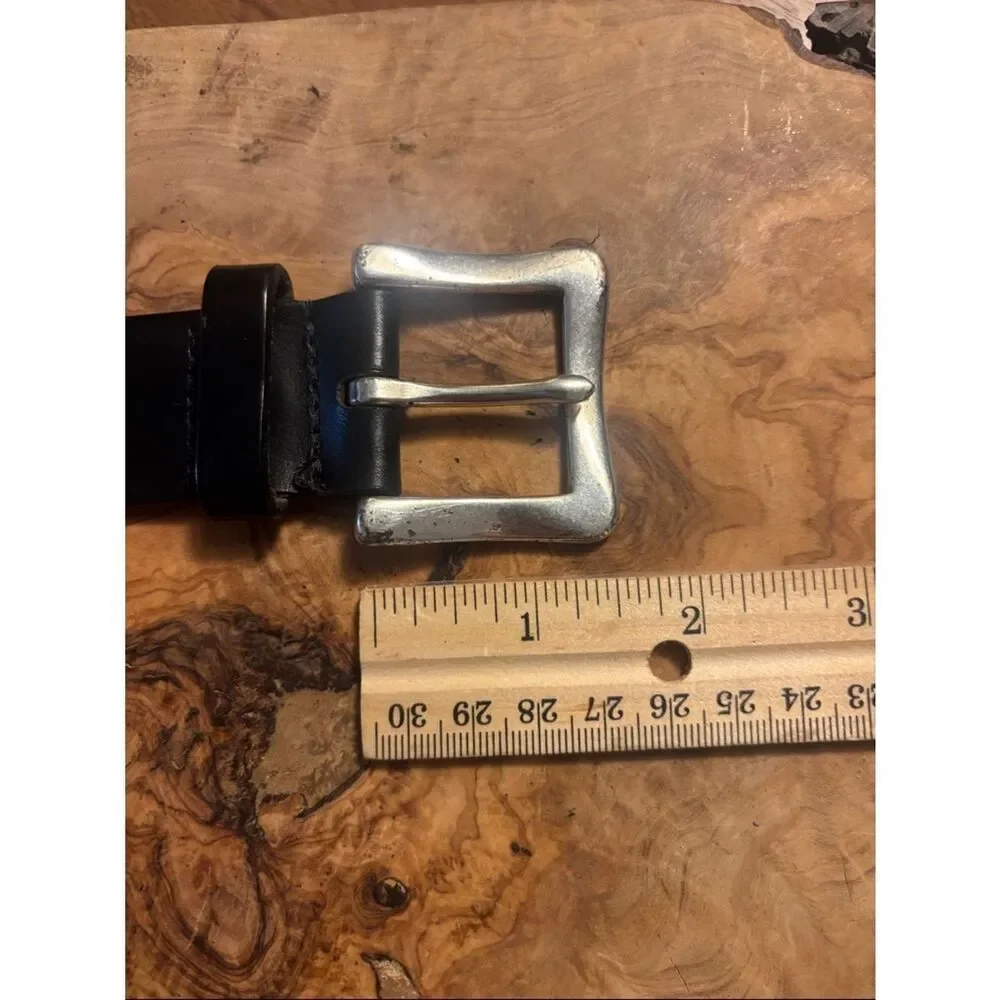 Gap Black Leather Belt with Silver Buckle -  S